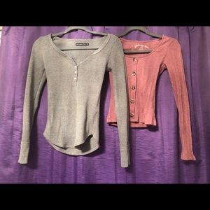 BUNDLE: Long sleeve Henley button shirts